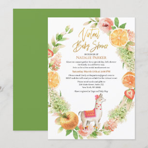 Invitación Llama Mama Floral Greenery Virtual Baby Shower