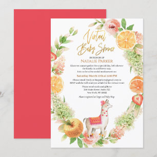 Invitación Llama Mama Floral Greenery Virtual Baby Shower