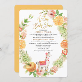 Invitación Llama Mama Floral Greenery Virtual Baby Shower