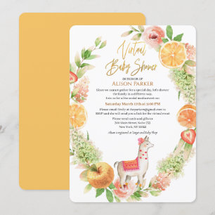 Invitación Llama Mama Floral Greenery Virtual Baby Shower