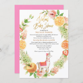 Invitación Llama Mama Floral Greenery Virtual Baby Shower