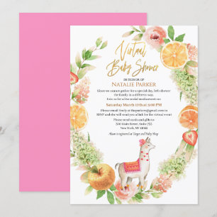 Invitación Llama Mama Floral Greenery Virtual Baby Shower