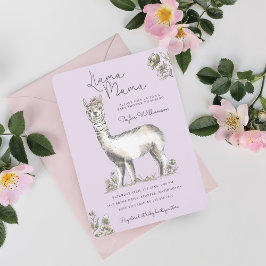 Invitación Llama Mamma Watercolor Llama Sketch Baby Shower In