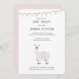 Invitación Llama neutral Baby Shower del género rosado y