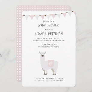 Invitación Llama neutral Baby Shower del género rosado y