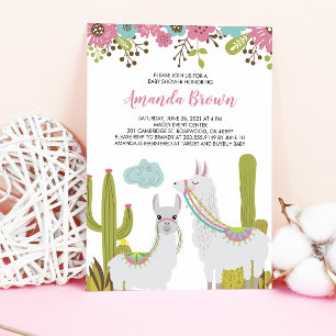 Invitación Llama y Cactus Fiesta Baby Shower