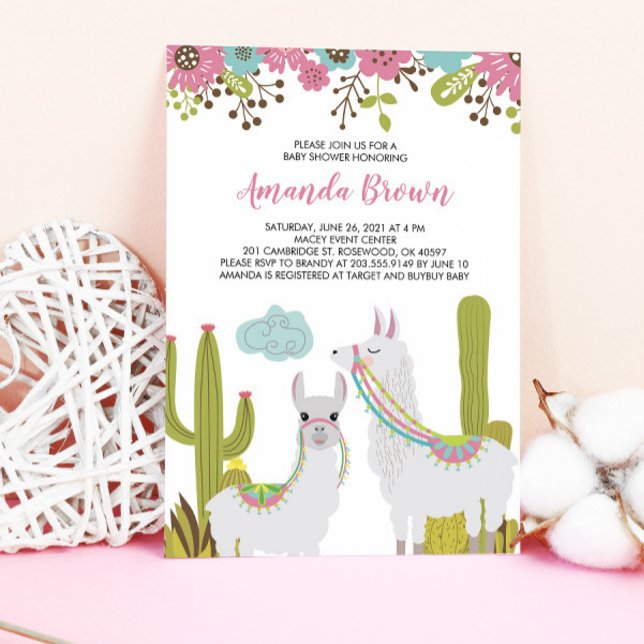 Invitación Llama y Cactus Fiesta Baby Shower (Subido por el creador)