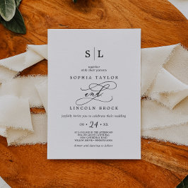 Invitación Llamada Caligrafía | Bodas de Monograma Floreado