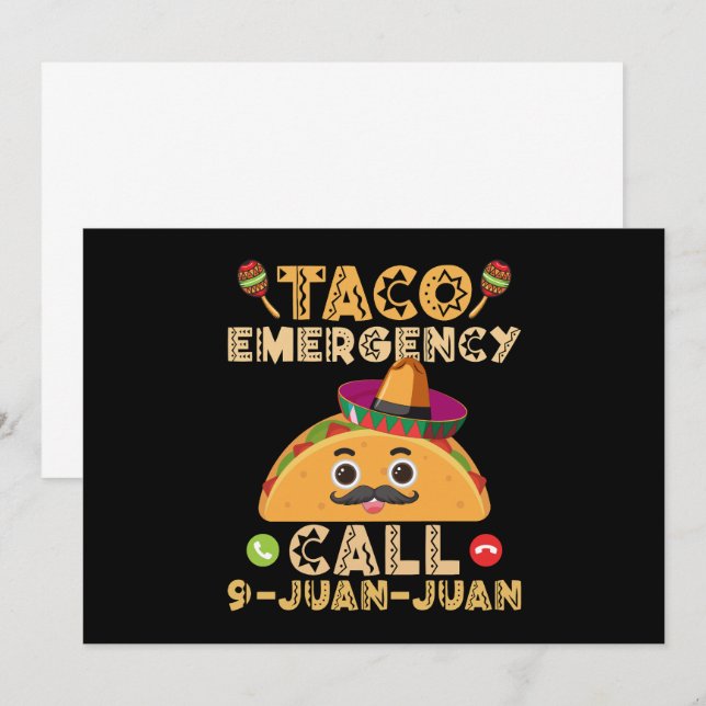 Invitación Llamada de emergencia de taco divertida Cinco de M (Anverso / Reverso)