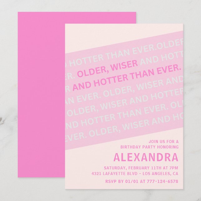 Invitación Llamada divertida en caligrafía rosa cumpleaños 86 (Anverso / Reverso)