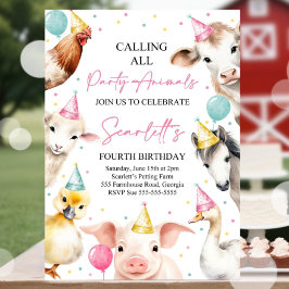 Invitación Llamada editable a todos los animales de fiesta na