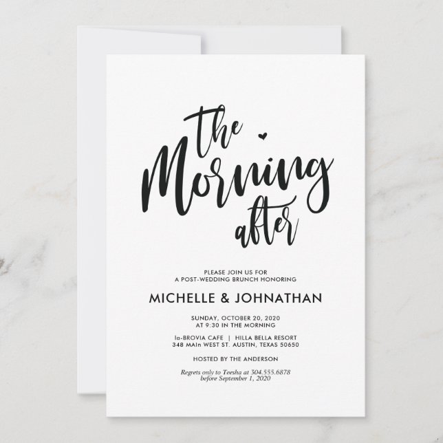 Invitación Llamadas del Boda Brunch de Caligrafía Perfecta (Anverso)