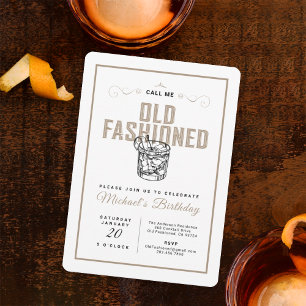 Invitación Llámame Antiguo Fashion Retro White Whiskey Cumple