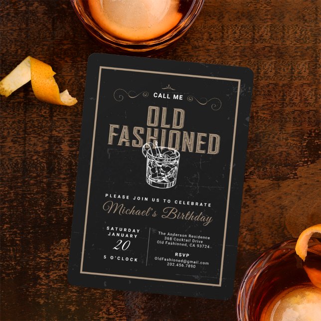 Invitación Llámame Vieja Fashion Cocktail Birday Party (Subido por el creador)