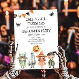 Invitación Llamando a la fiesta de Halloween de los niños de 