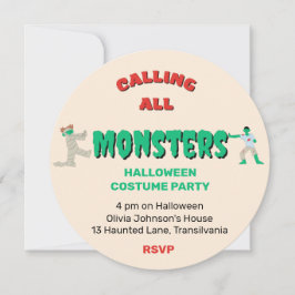 Invitación Llamando a la fiesta de Halloween de todos los mon