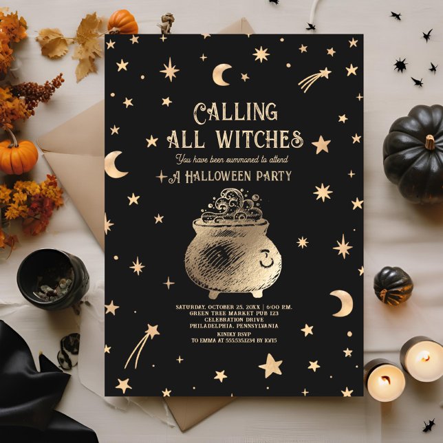 Invitación Llamando a todas las brujas a la fiesta de Hallowe (Subido por el creador)