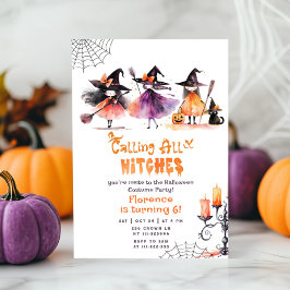 Invitación Llamando a todas las brujas lindo fiesta de disfra