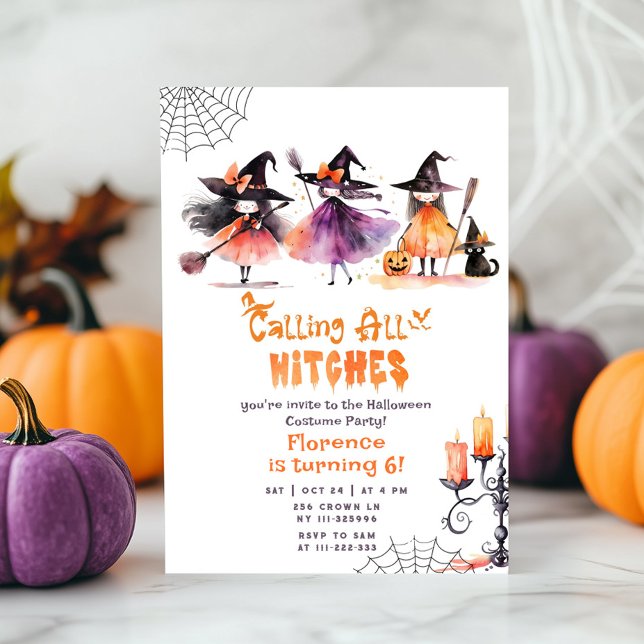 Invitación Llamando a todas las brujas lindo fiesta de disfra (Subido por el creador)