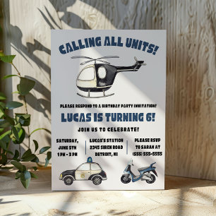 Invitación ¡Llamando a todas las unidades! Fiesta de cumpleañ