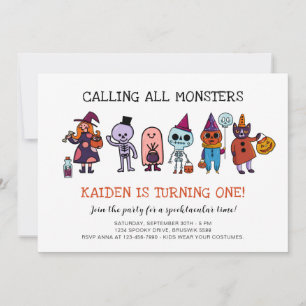 Invitación Llamando a todo Monster Halloween Fiesta de cumple