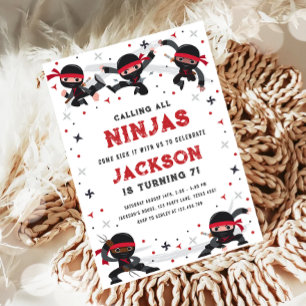 Invitación Llamando a todo niño de artes marciales de Ninjas 