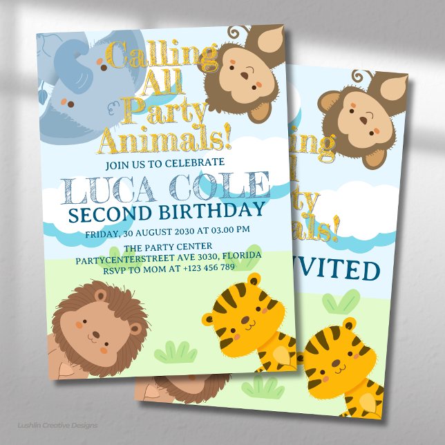 Invitación Llamando a Todos los Animales de Fiesta Cumpleaños (Subido por el creador)