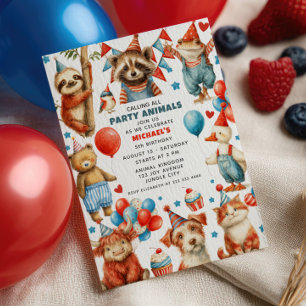 Invitación Llamando a todos los animales de fiesta Cumpleaños