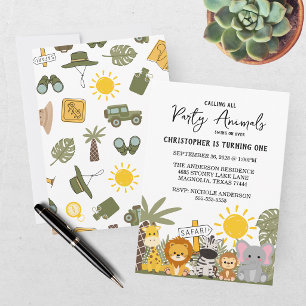 Invitación Llamando a todos los animales de fiesta Cumpleaños
