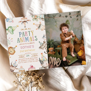 Invitación Llamando a todos los animales de fiesta Cumpleaños