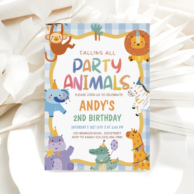Invitación Llamando a todos los animales de fiesta Cumpleaños (Subido por el creador)