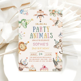 Invitación Llamando a todos los animales de fiesta Cumpleaños