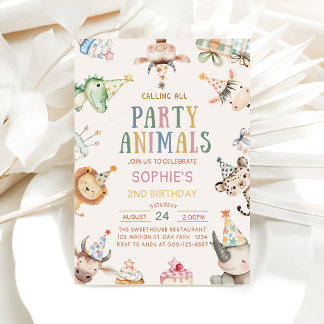 Invitación Llamando a todos los animales de fiesta Cumpleaños