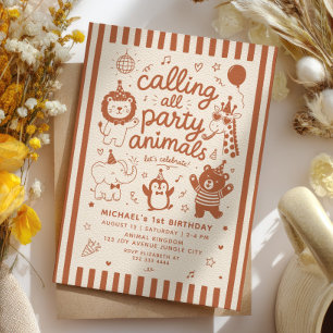Invitación Llamando a todos los animales de fiesta Cumpleaños