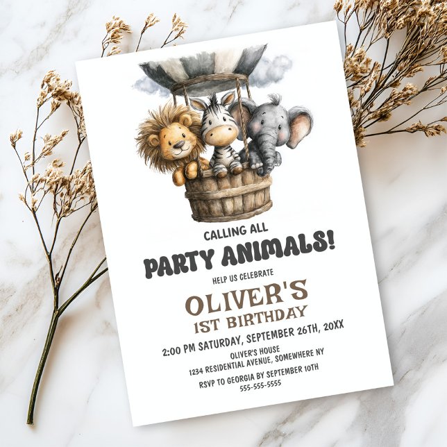 Invitación Llamando a todos los animales de fiesta Cumpleaños (Subido por el creador)
