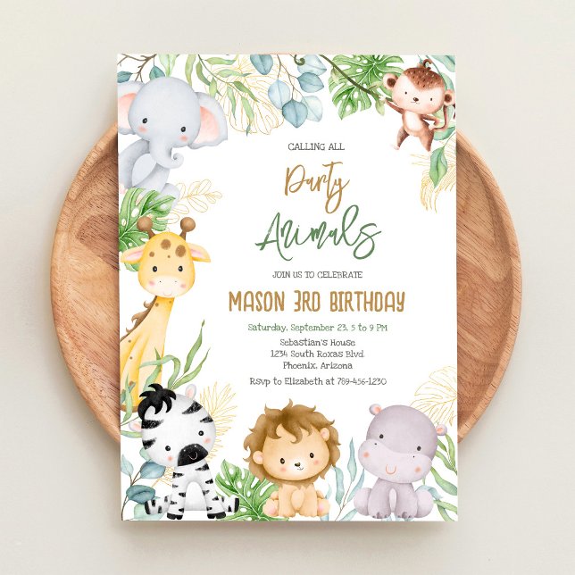 Invitación Llamando a todos los animales de fiesta Cumpleaños (Subido por el creador)