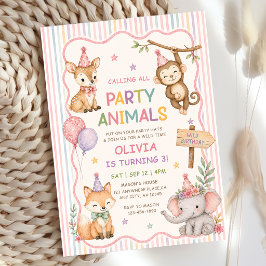 Invitación Llamando a todos los animales de fiesta Cumpleaños