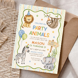 Invitación Llamando a todos los animales de fiesta Cumpleaños