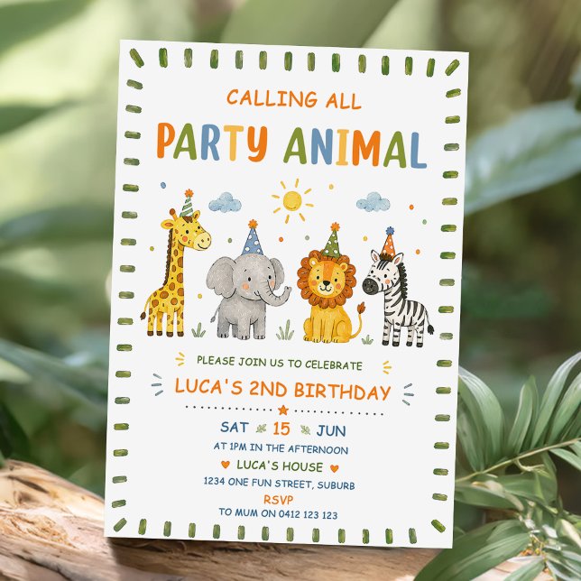 Invitación Llamando a todos los animales de fiesta Cumpleaños (Subido por el creador)