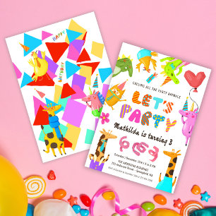 Invitación Llamando a Todos los Animales de Fiesta Cumpleaños