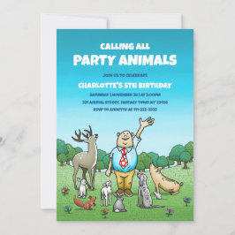 Invitación Llamando a Todos los Animales de Fiesta Cumpleaños
