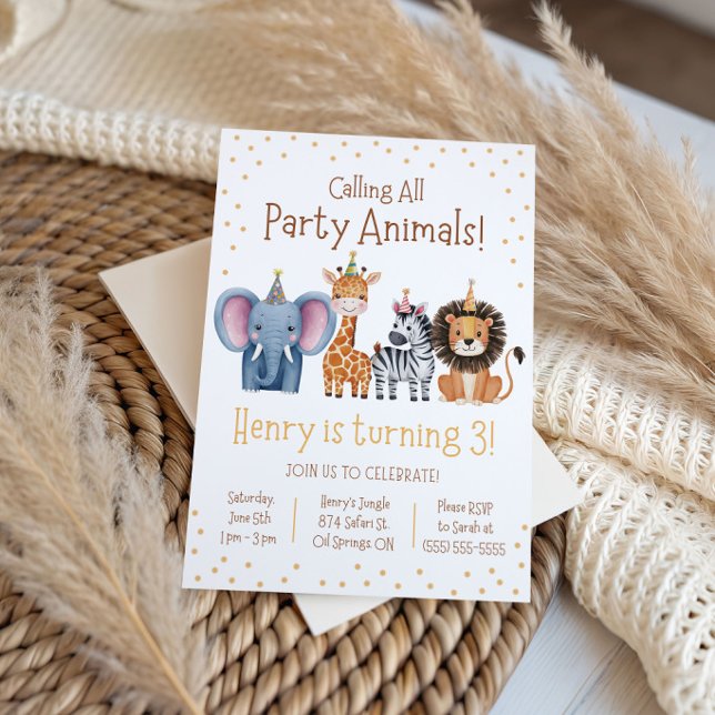 Invitación ¡Llamando a todos los animales de fiesta! Fiesta d (Subido por el creador)