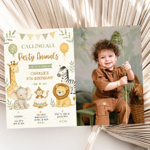 Invitación Llamando a todos los animales de fiesta Foto de cu