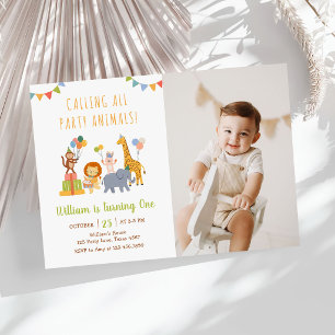 Invitación Llamando a todos los animales de fiesta Safari Cum