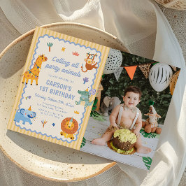 Invitación Llamando a todos los animales de fiesta Safari Cum