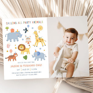 Invitación Llamando a todos los animales de fiesta Safari Cum