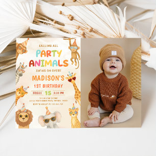 Invitación Llamando a todos los animales de fiesta Safari Cum