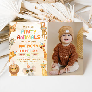 Invitación Llamando a todos los animales de fiesta Safari Cum