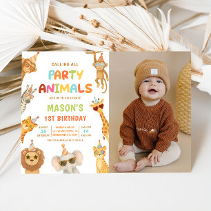 Invitación Llamando a todos los animales de fiesta Safari Cum