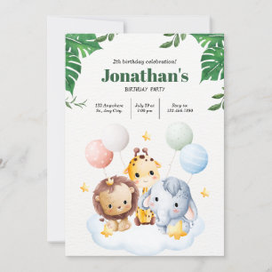Invitación Llamando a todos los animales de fiesta Una aventu